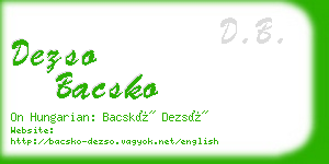 dezso bacsko business card